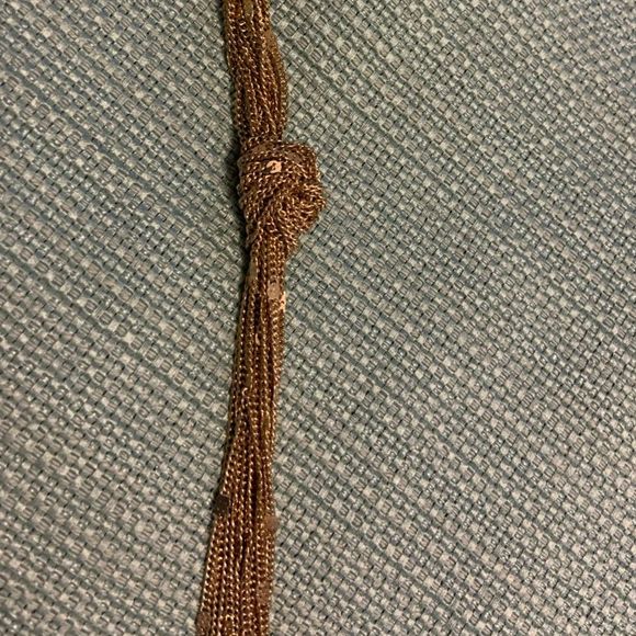 Long Gold Toned Knotted Necklace 21" Long - Picture 4 of 7